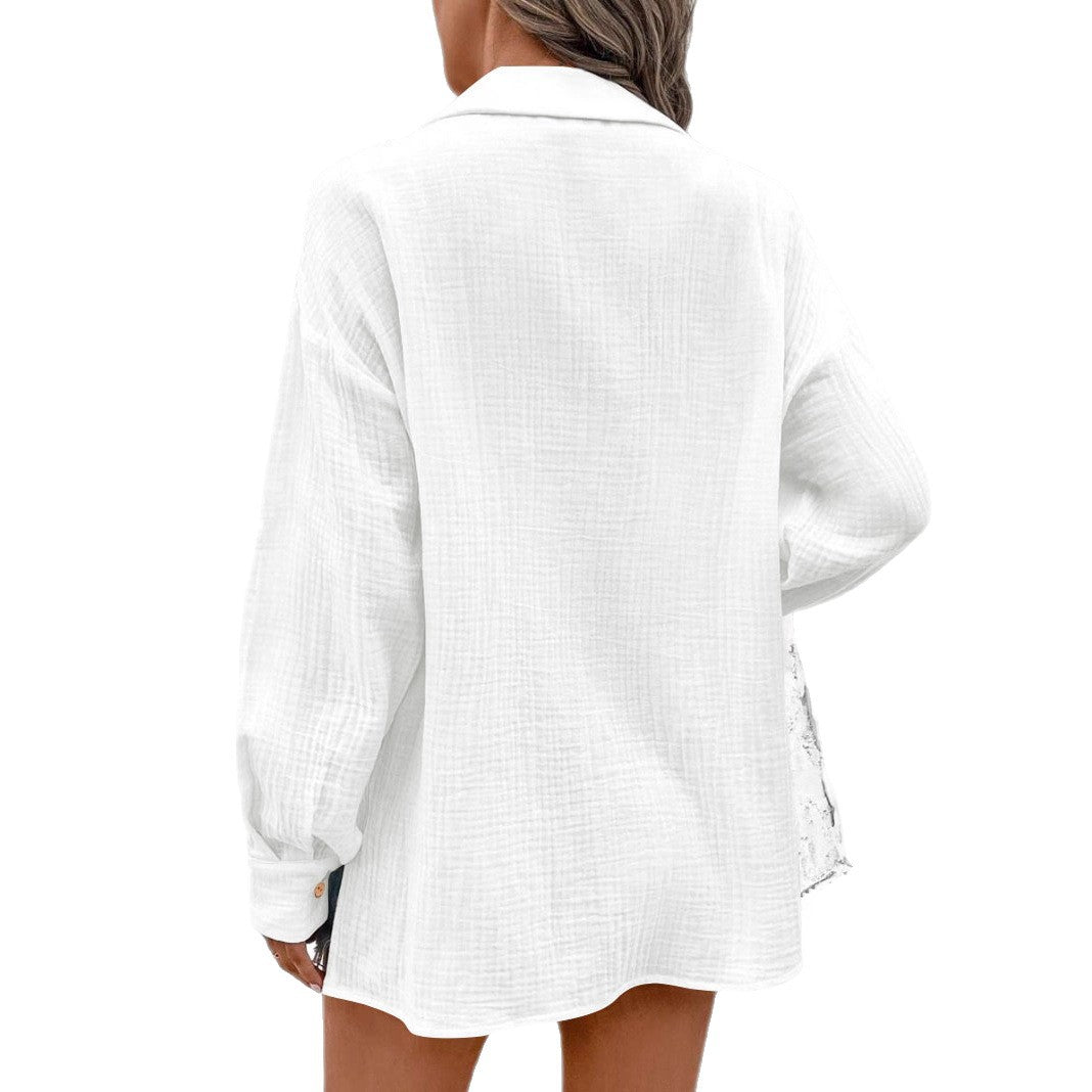 Damen Luftige Baumwollbluse mit knopfbaren Akzenten und elegantem Schnitt Stalluxe