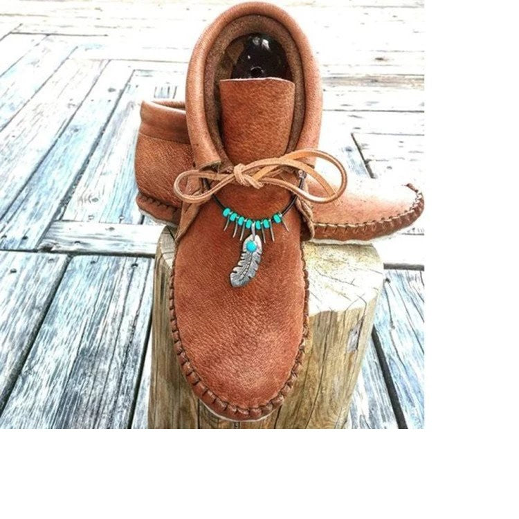 Damen Mokassins mit dekorativem Feder-Anhänger und weichem Leder Stalluxe
