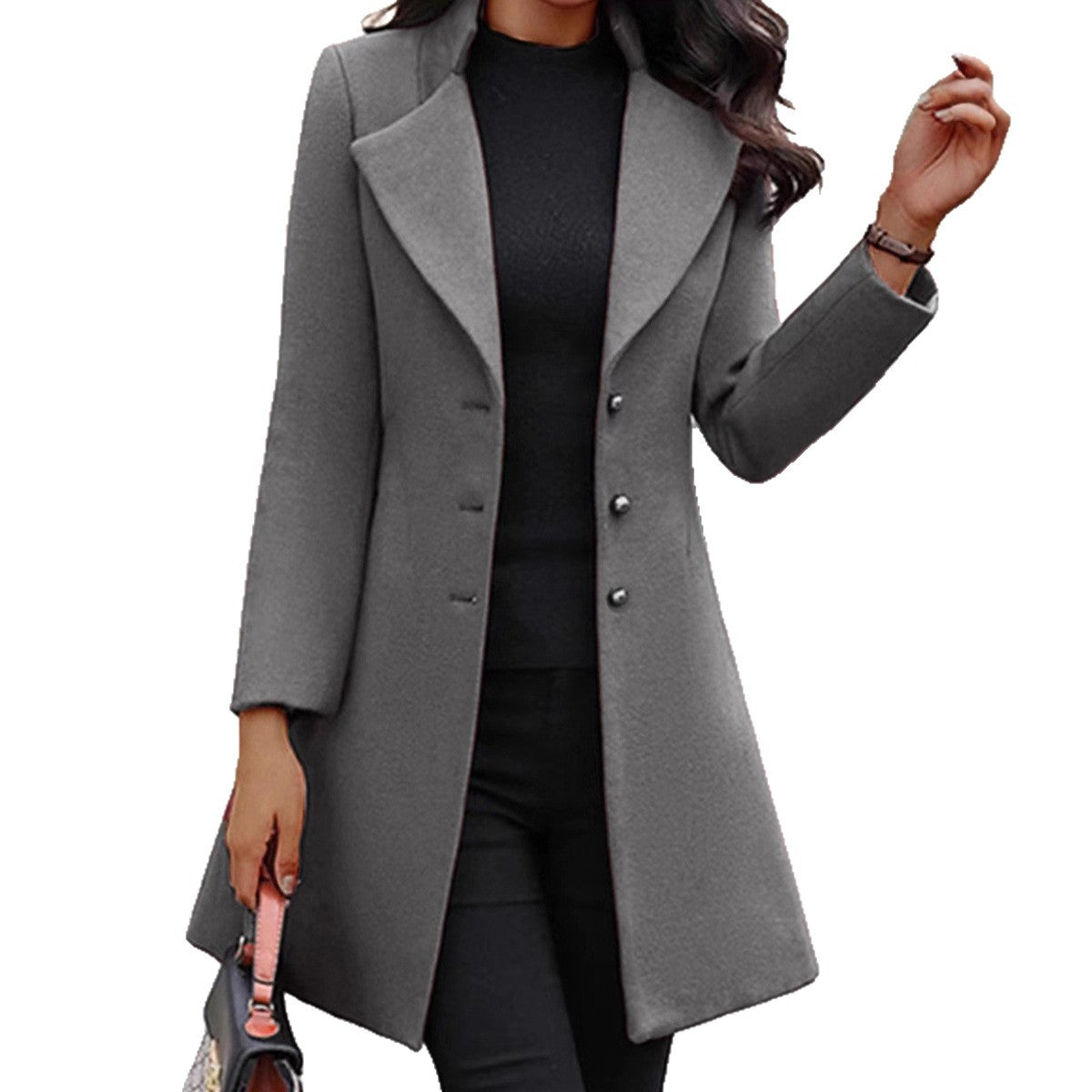 Damen eleganter Langblazer mit strukturiertem Revers Stalluxe