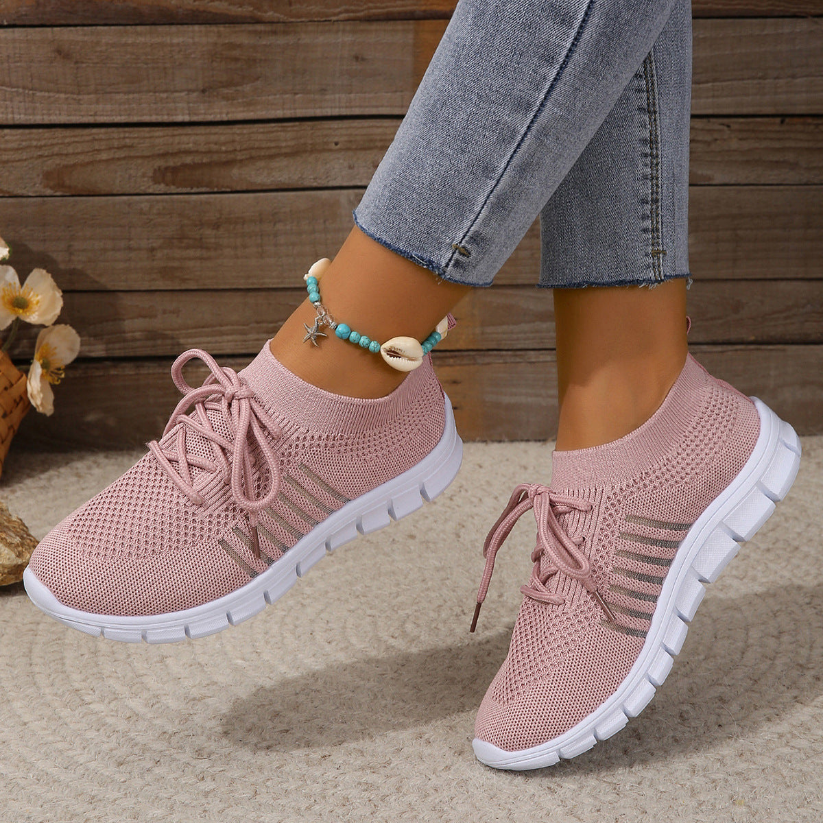 Damen Sportliche Sneakers mit atmungsaktivem Strickoberteil Stalluxe