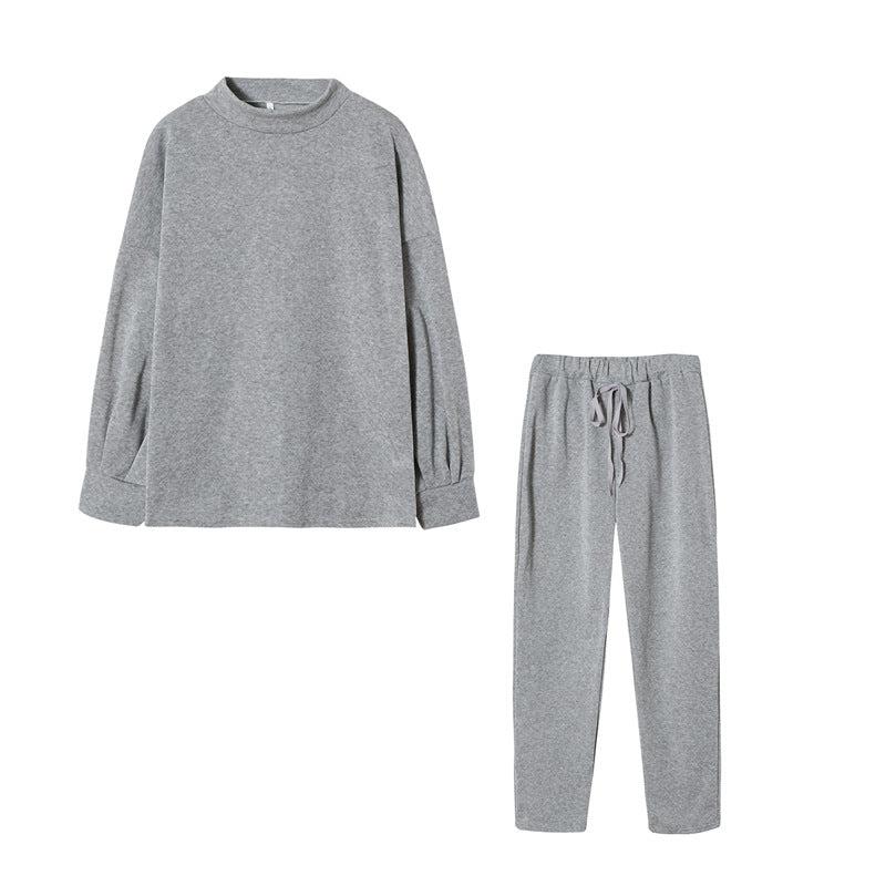 Damen Sportlicher Loungewear-Set mit hohem Kragen und elastischem Bund Stalluxe