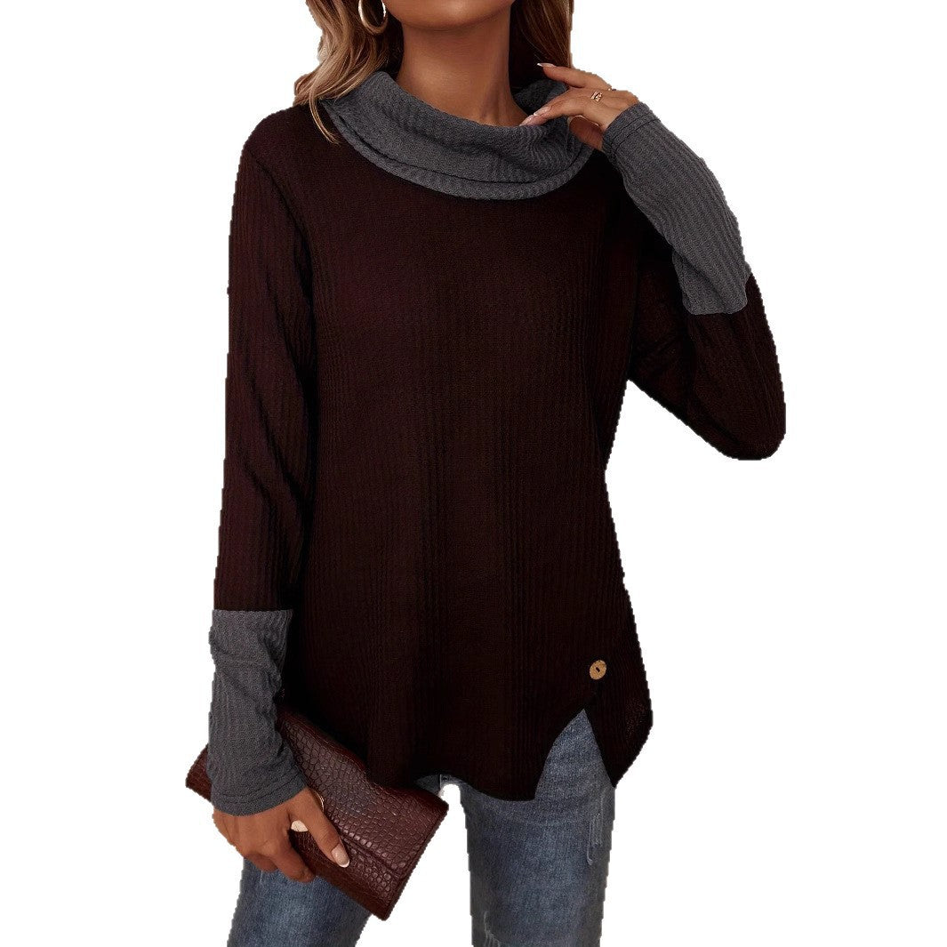 Damen Modischer Pullover mit hohem Kragen und gestreiften Ärmeln Stalluxe