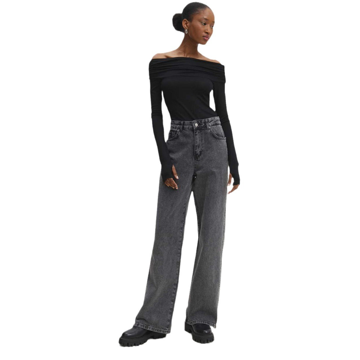 Damen lässige High-Waist Jeans im Vintage-Stil Stalluxe