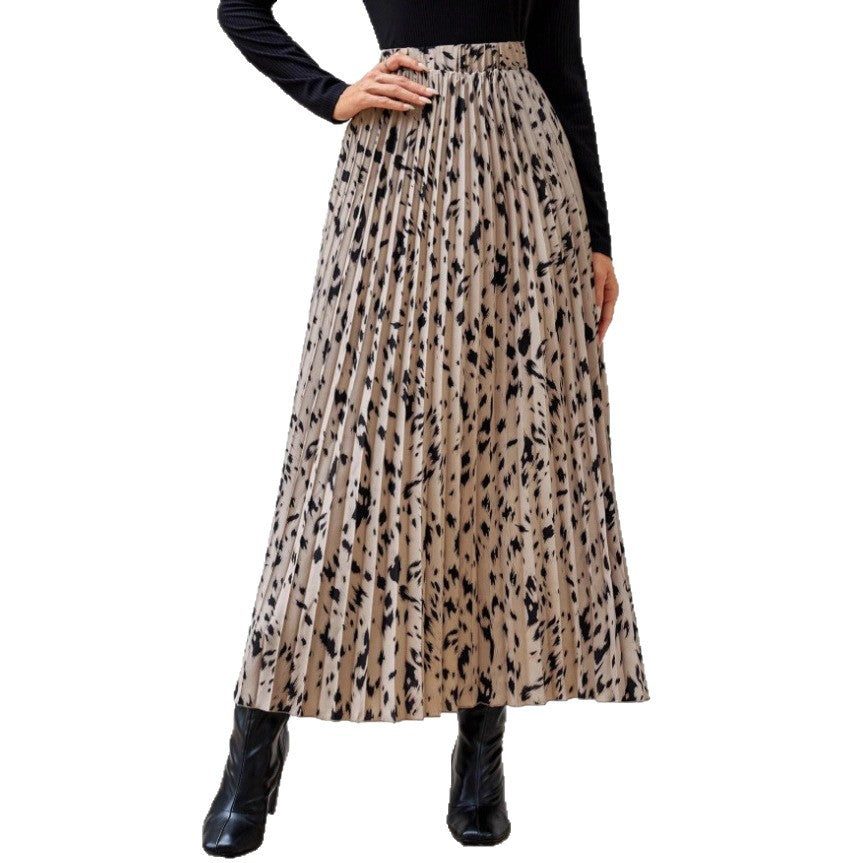 Damen Maxi-Faltenrock mit modischem Muster Stalluxe