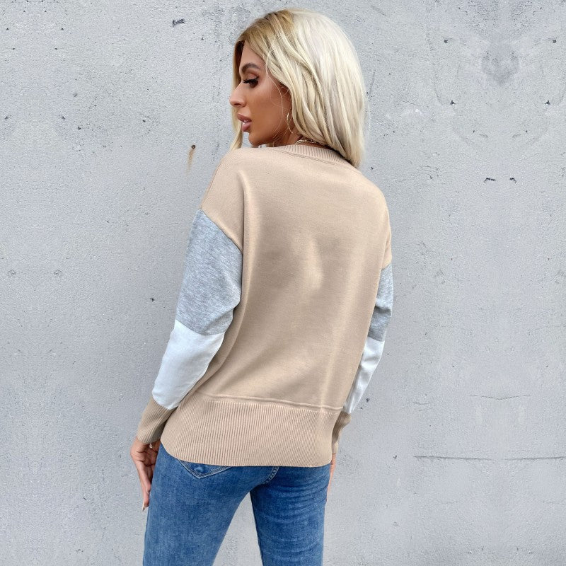Damen lässiger Pullover mit geometrischem Farbblockdesign Stalluxe