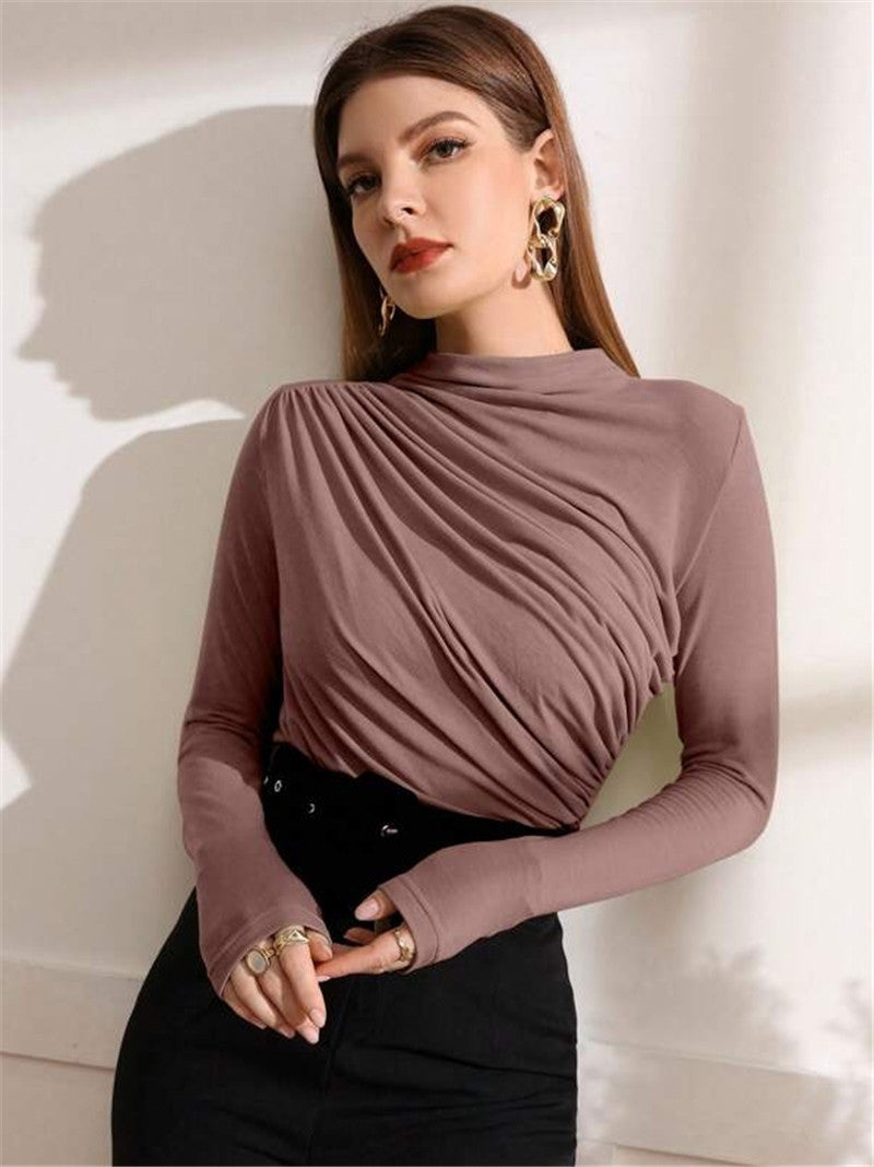 Damen Langarm-Shirt mit elegantem Wickeldesign Stalluxe