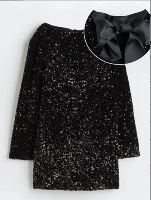 Damen Glitzerndes Party-Kleid mit weitem Schnitt und voluminösen Ärmeln Stalluxe