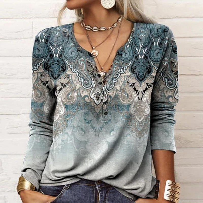 Damen Langarmshirt mit floralen Mustern und Halsausschnitt Stalluxe