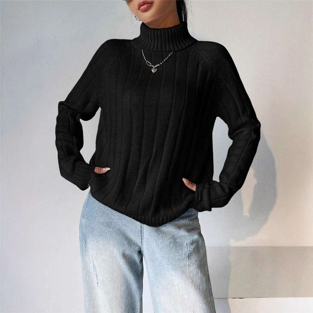 Damen Strickpullover mit hohem Kragen Stalluxe