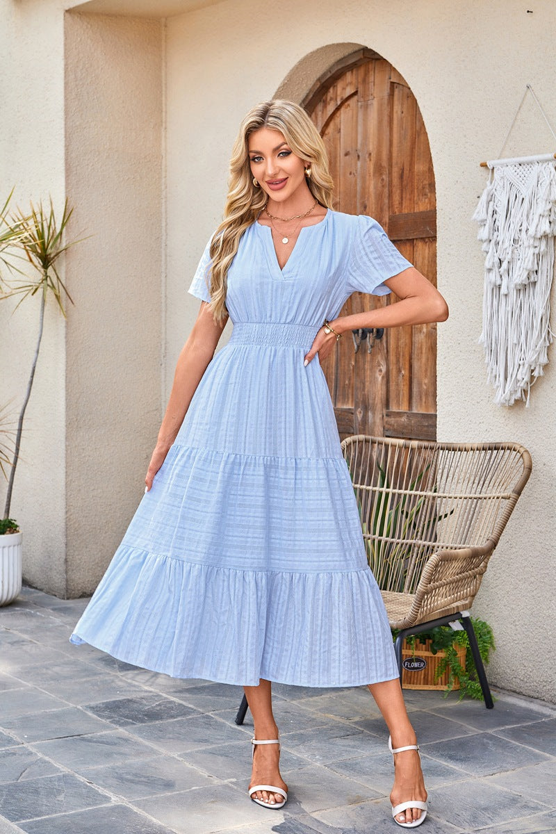 Damen Maxi-Kleid aus leichtem, gestreiftem Stoff Stalluxe