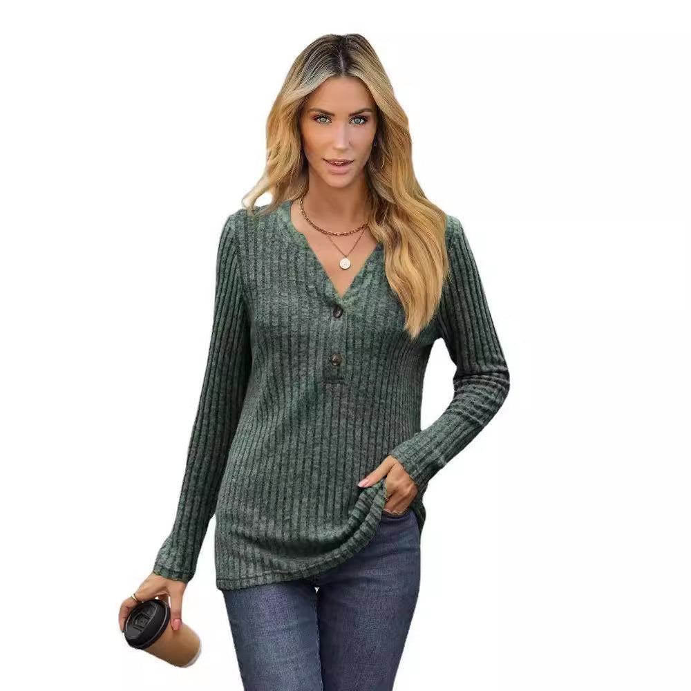 Damen Grobstrickpullover mit V-Ausschnitt und Knopfdetails Stalluxe