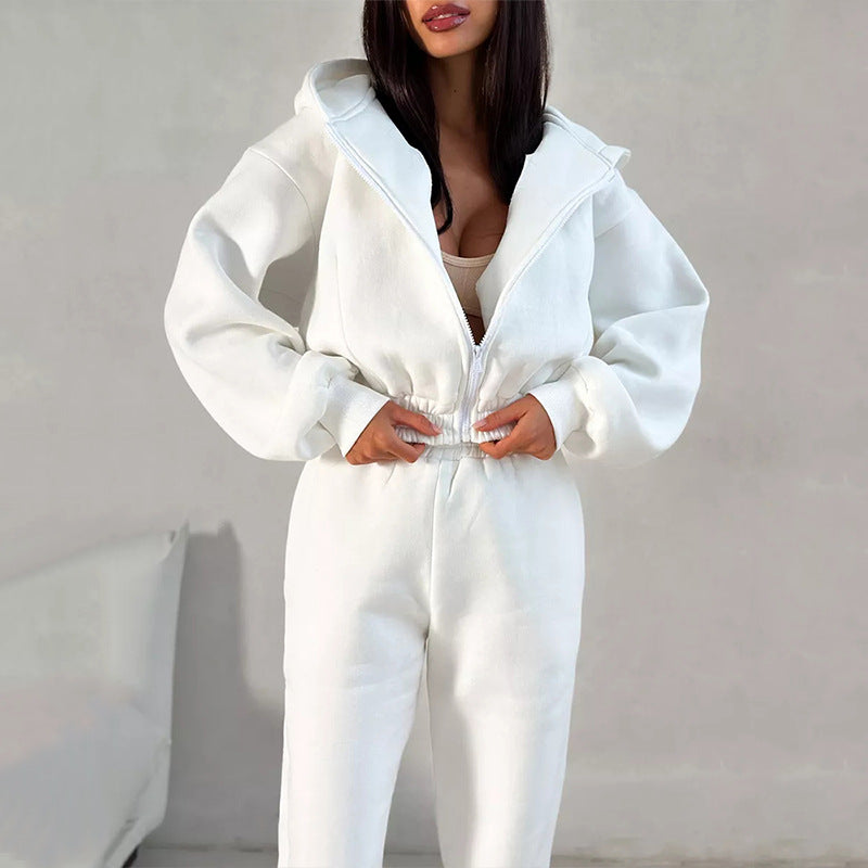 Damen modischer Sweatanzug mit voluminösen Ärmeln und hohem Kragen Stalluxe