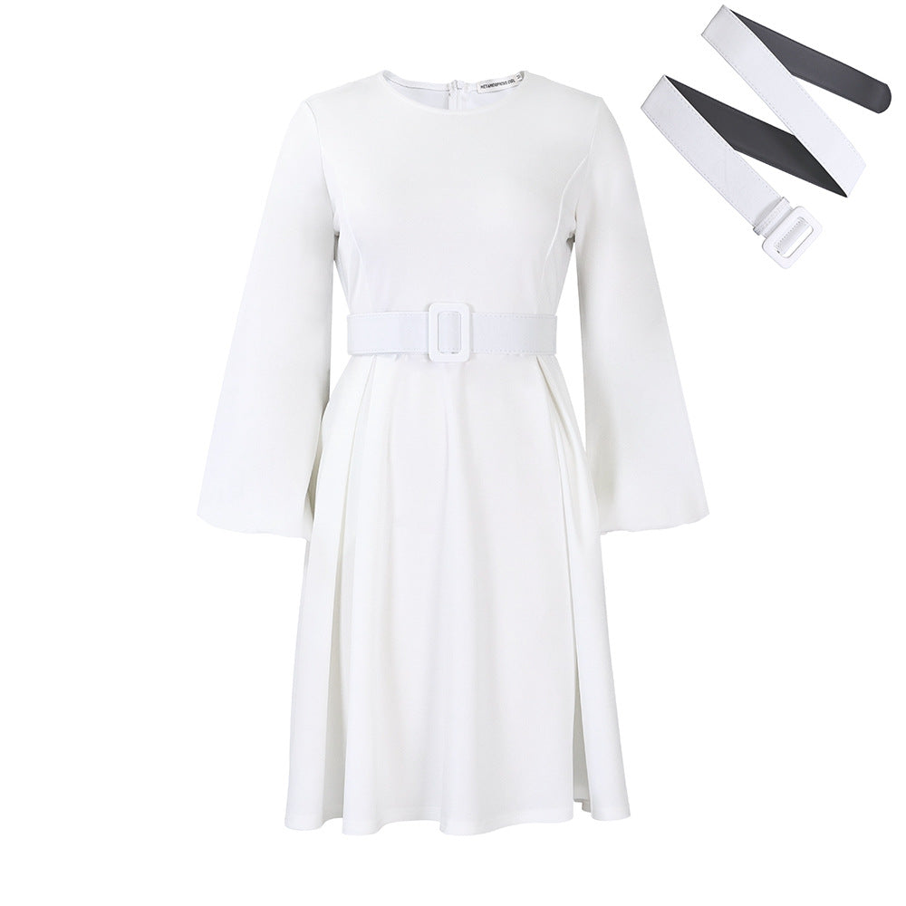 Damen Kleid mit weitem Schnitt und Taillengürtel Stalluxe