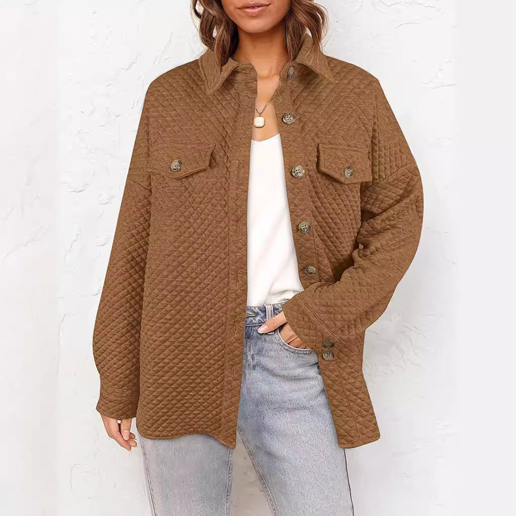 Damen lässige Steppjacke mit praktischen Taschen und modischen Knöpfen Stalluxe
