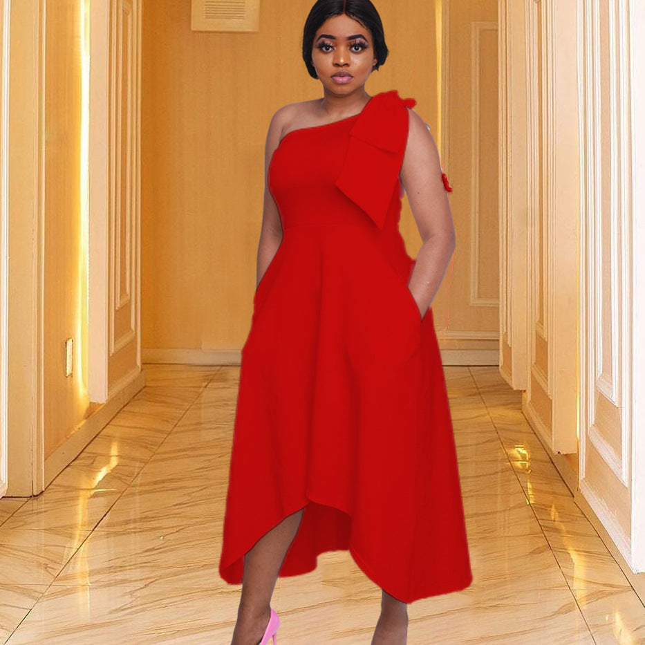 Damen asymmetrisches Cocktailkleid mit einzelnem Schulterträger und Schärpe Stalluxe