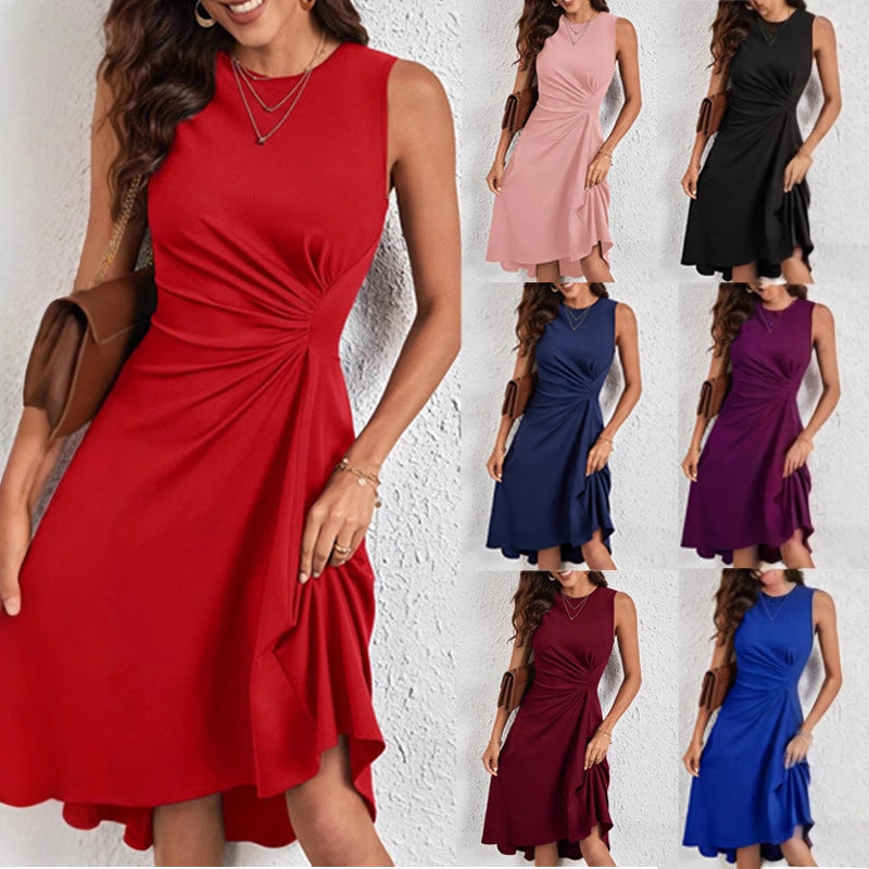 Damen Knielanges Wickelkleid mit asymmetrischem Saum und Raffung Stalluxe