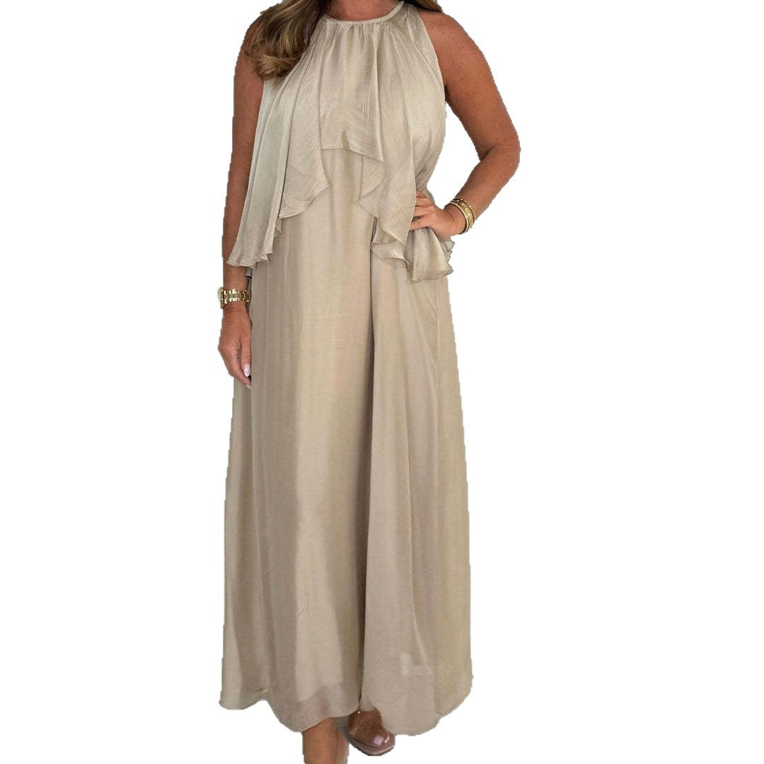 Damen Elegantes langes Abendkleid mit fließendem Stoff und Schichten Stalluxe