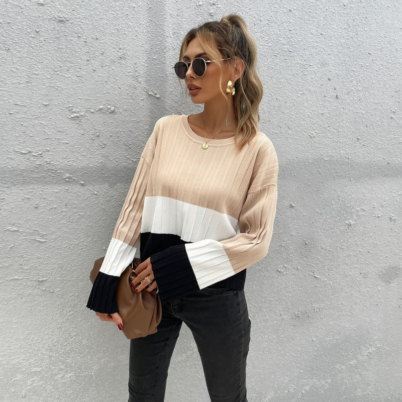 Damen Strickpullover mit modischem Blockstreifen-Design und weiten Ärmeln Stalluxe