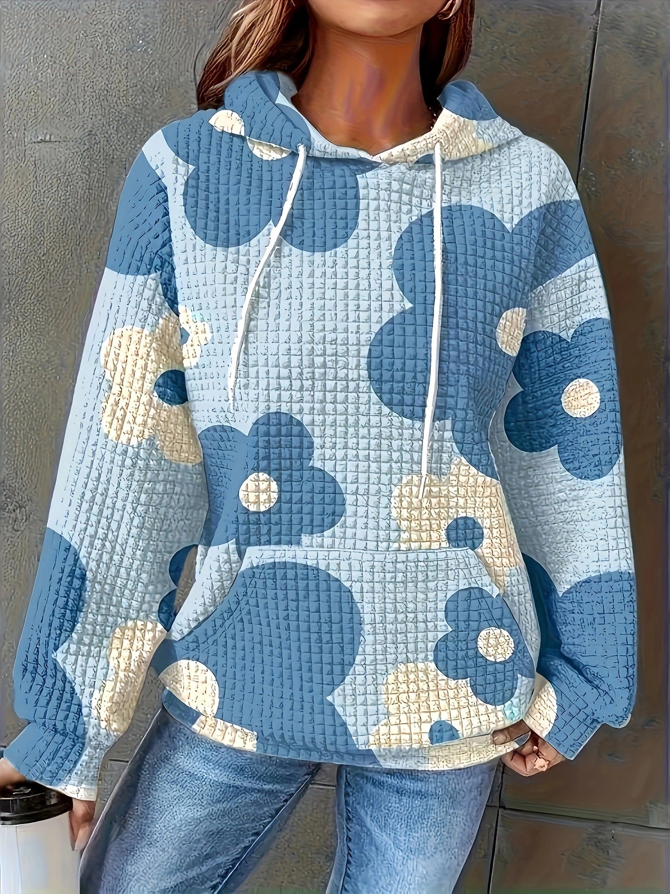 Damen Kapuzenpullover mit floralem Strukturmuster und bequemer Passform Stalluxe