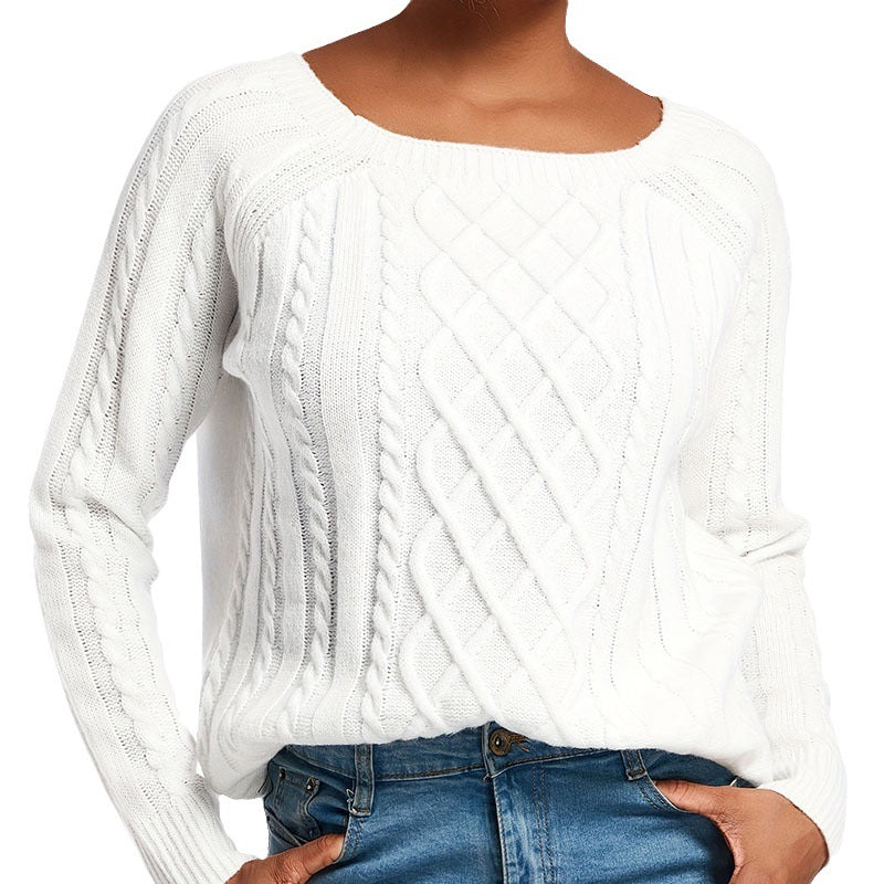 Damen Grobstrickpullover mit ansprechendem Zopfmuster und weitem Rundhalsausschnitt Stalluxe