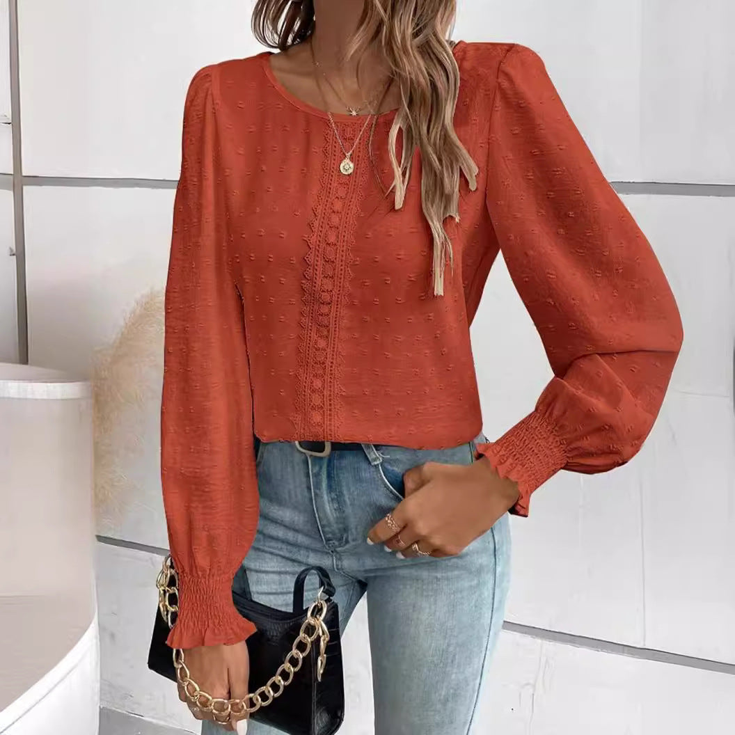 Damen luftige Bluse mit feinem Stickmuster Stalluxe