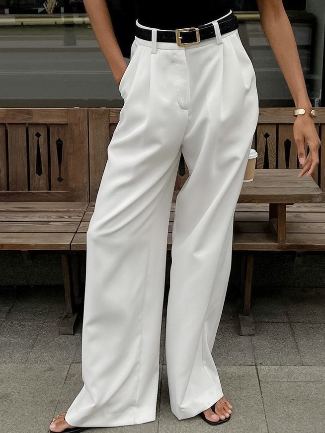 Damen Hochtaillierte Marlenhose Stalluxe