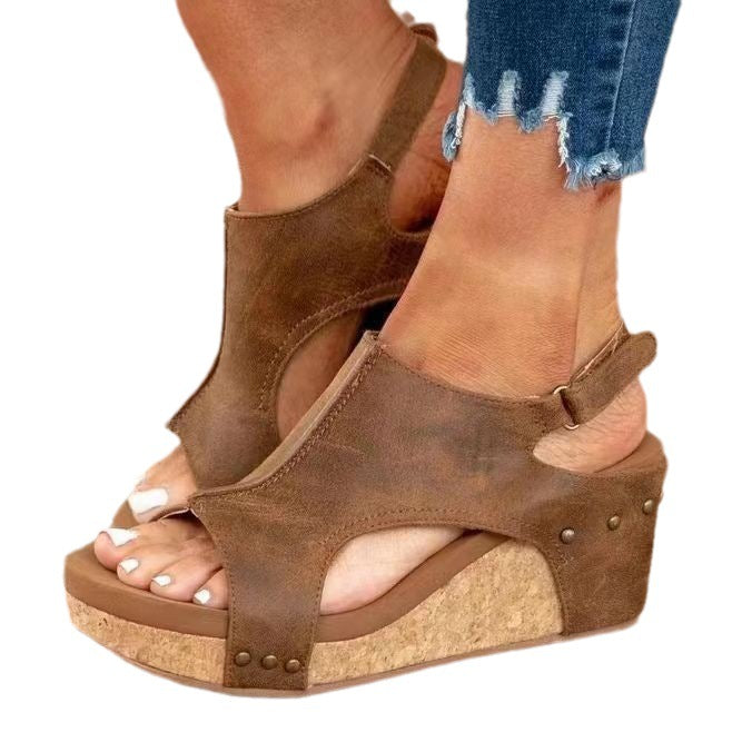 Damen Glitzernde Wedge-Sandaletten mit Korksohle und modischen Metallakzenten Stalluxe