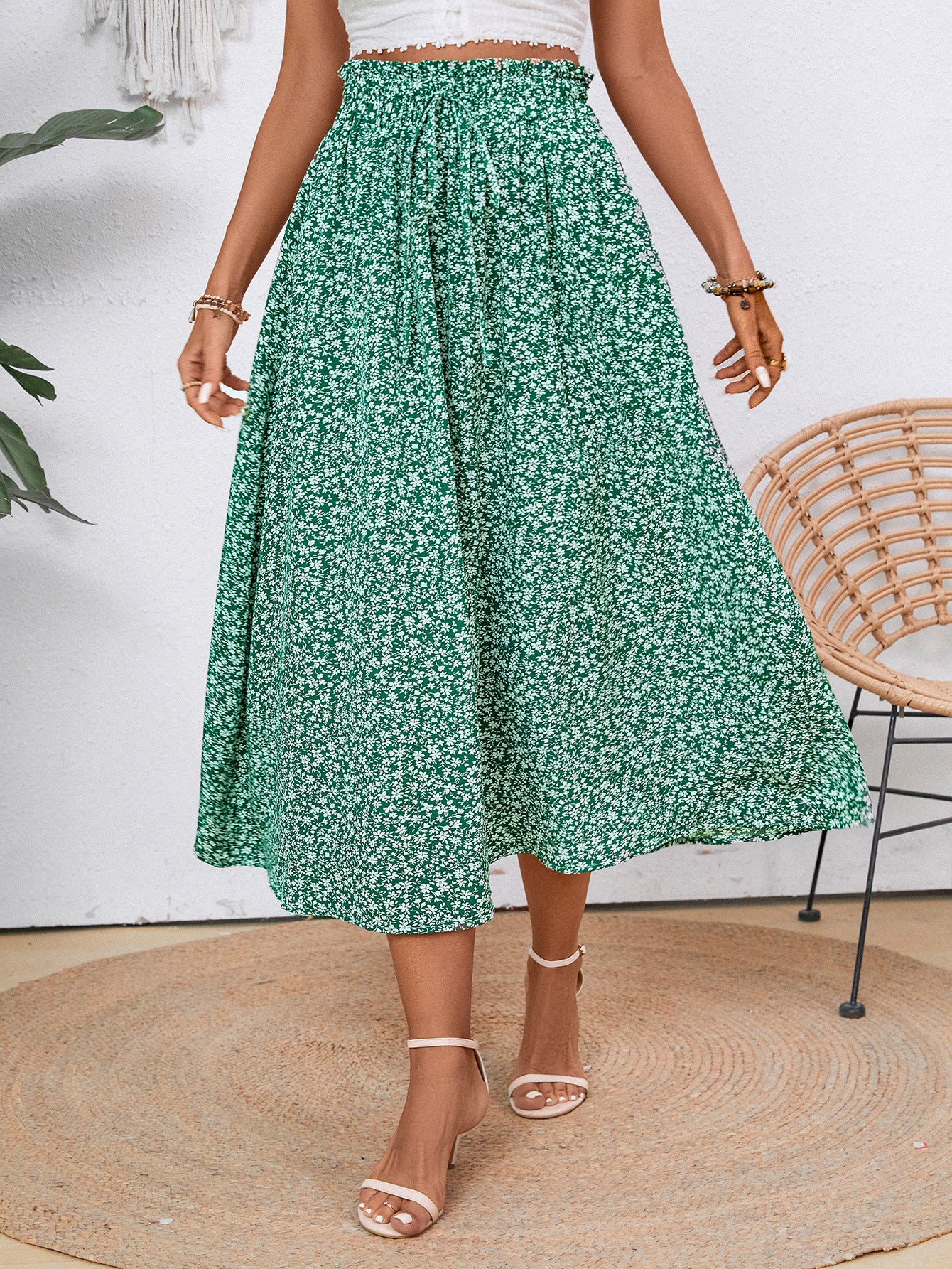 Damen Midi-Rock mit floralen Print Stalluxe