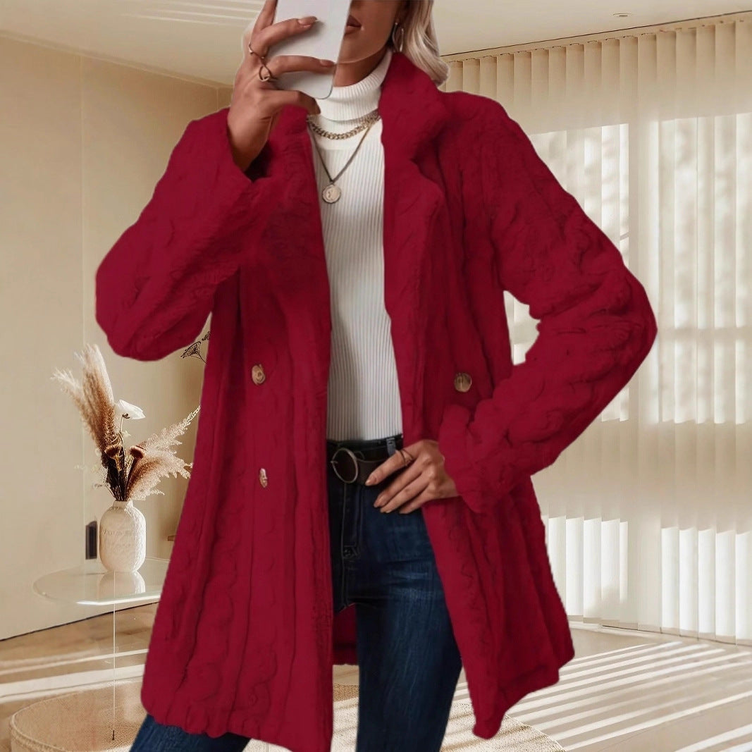 Damen Kuschelige Strickjacke mit hochfloriger Optik und knöpfbarem Verschluss Stalluxe