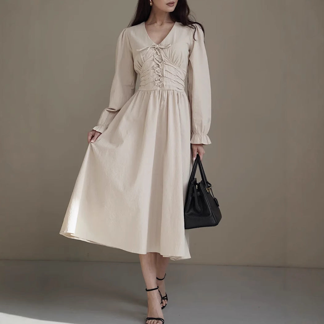 Damen Midikleid mit Rüschendetails und Taillengürtel Stalluxe