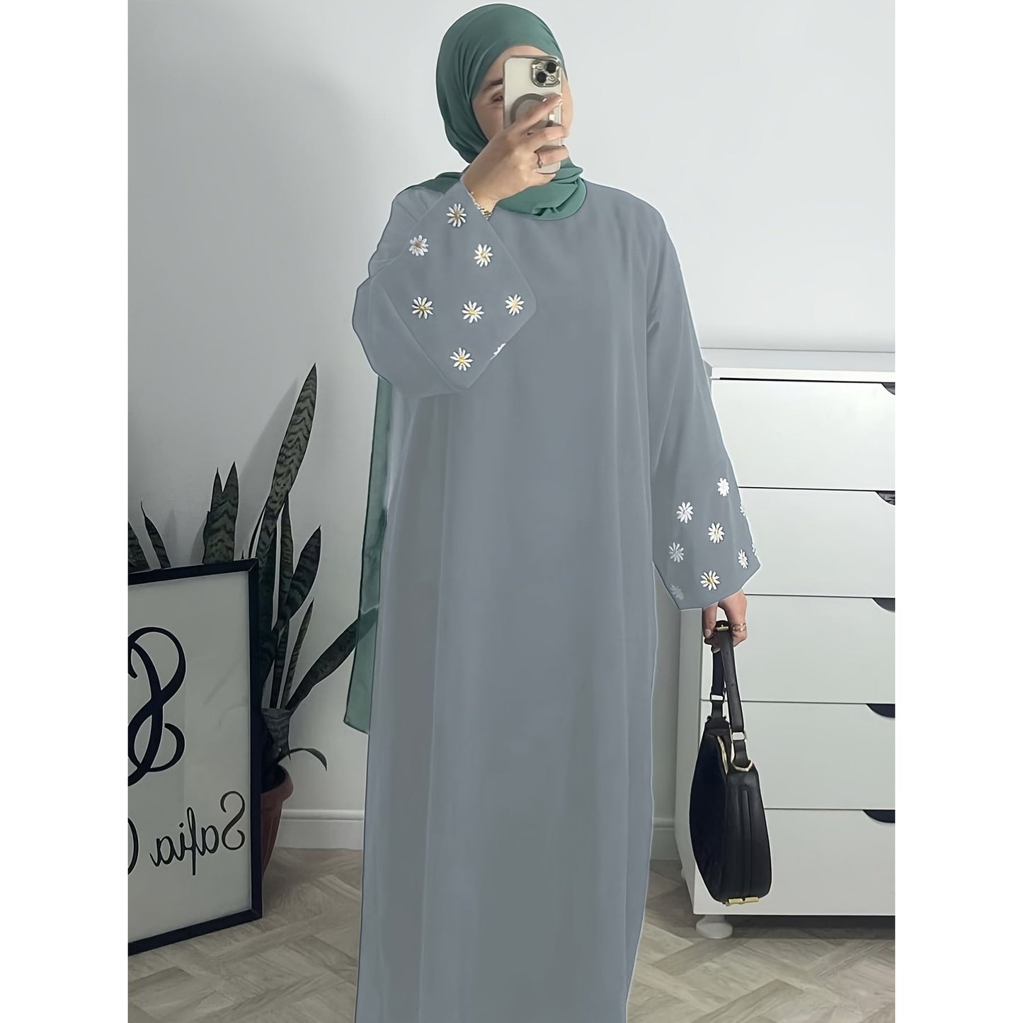 Damen elegantes Tunikakleid mit floralem Stickmuster Stalluxe