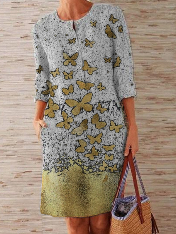 Damen Kleid mit künstlerischem Schmetterlingsdesign Stalluxe