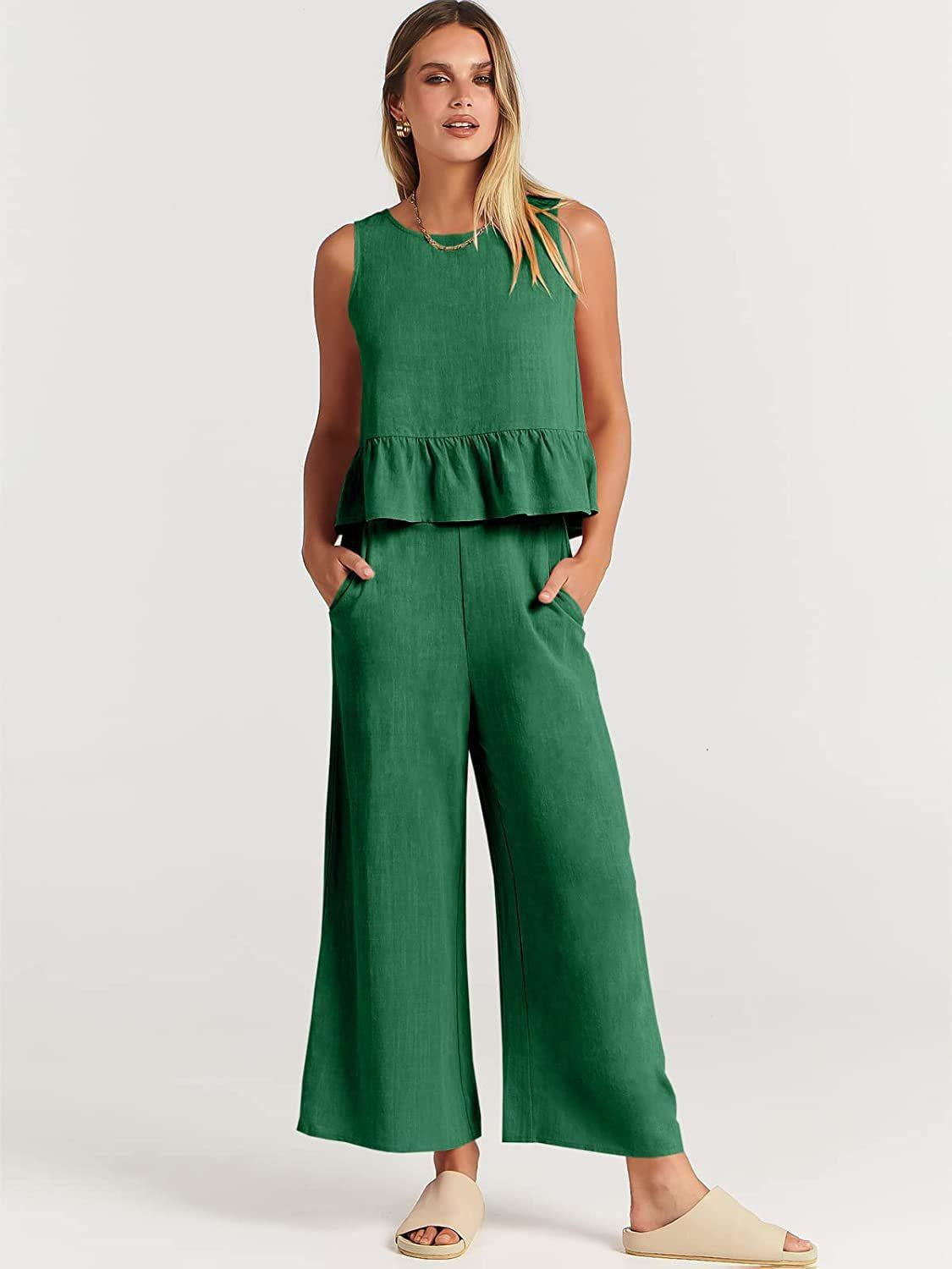 Damen Set mit lässigem Rüschendesign und weiten Hosen Stalluxe