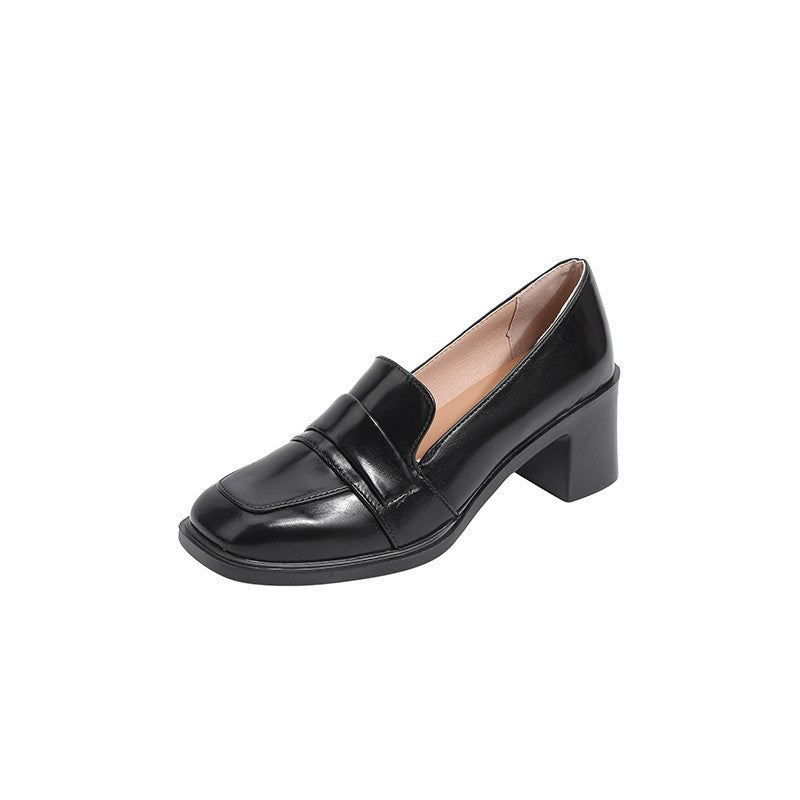 Damen elegante Blockabsatz-Mokassins mit glänzendem Obermaterial und komfortabler Innensohle Stalluxe
