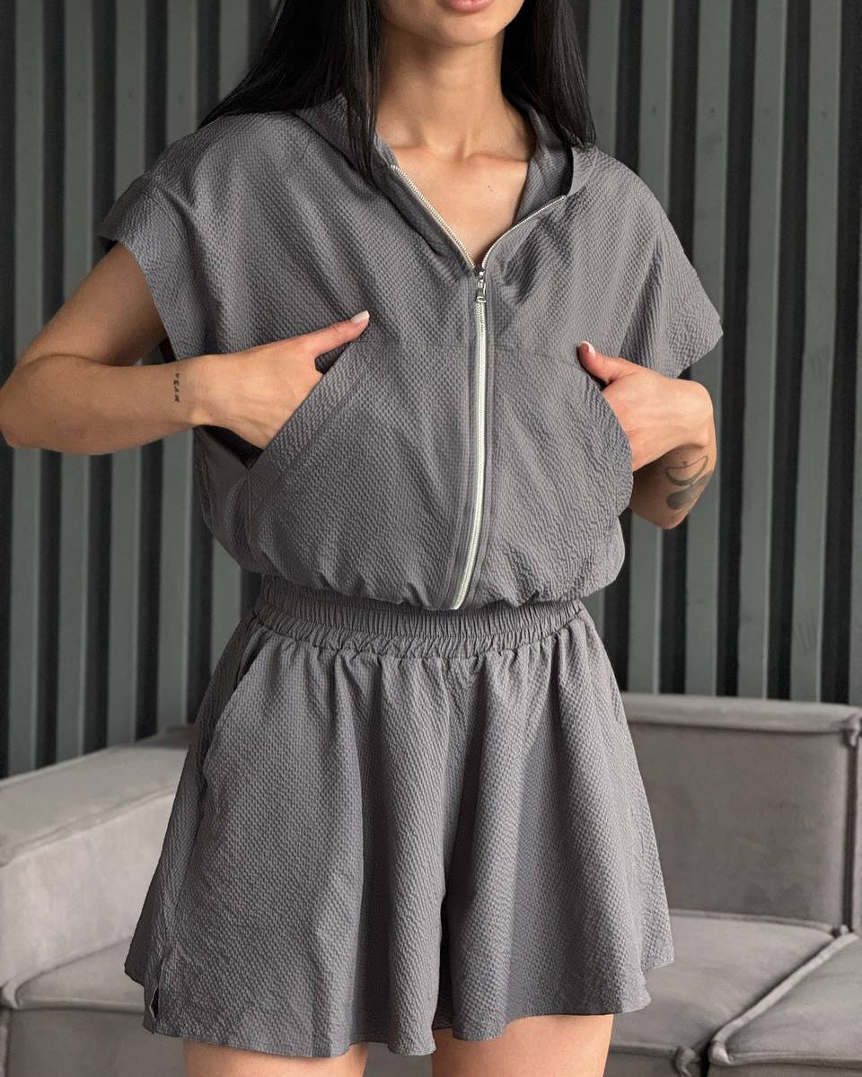 Damen Sportliches Zweiteiler-Set mit Kapuze und elastischem Bund Stalluxe