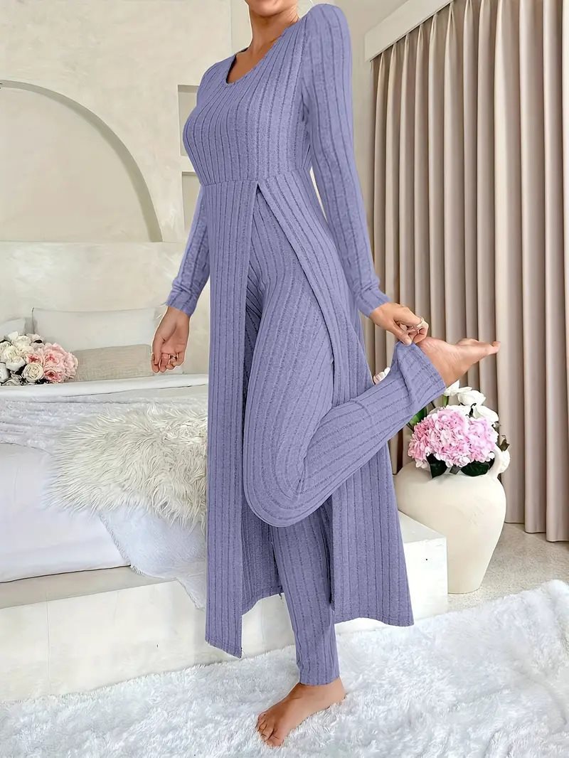 Damen Elegantes Maxijumpsuit mit hochsensibler Struktur und seitlichen Schlitzen Stalluxe