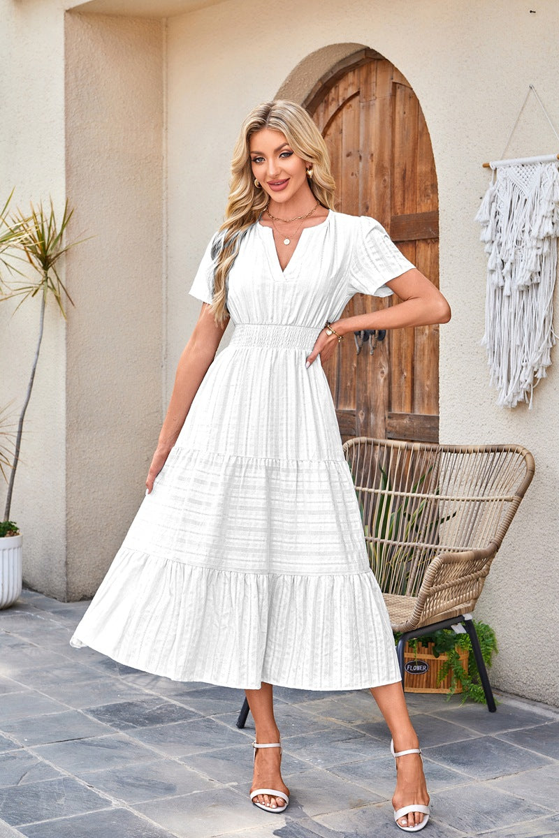 Damen Maxi-Kleid aus leichtem, gestreiftem Stoff Stalluxe