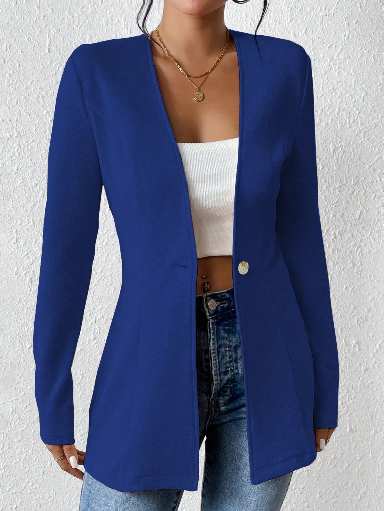 Damen elegante Blazerjacke mit asymmetrischem Schnitt Stalluxe