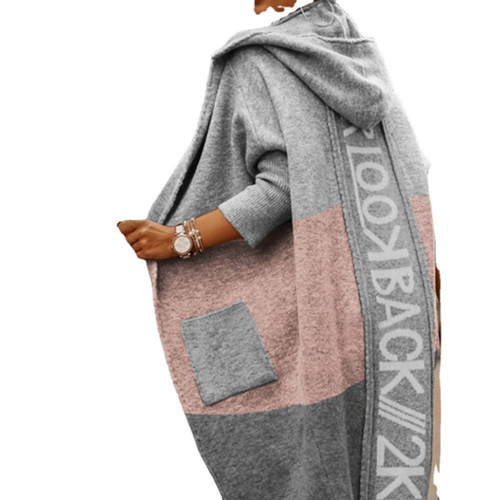 Damen modischer Oversized-Strickmantel mit Kapuze und Taschen Stalluxe