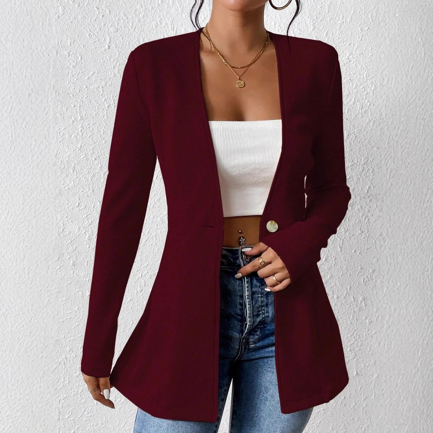 Damen elegante Blazerjacke mit asymmetrischem Schnitt Stalluxe