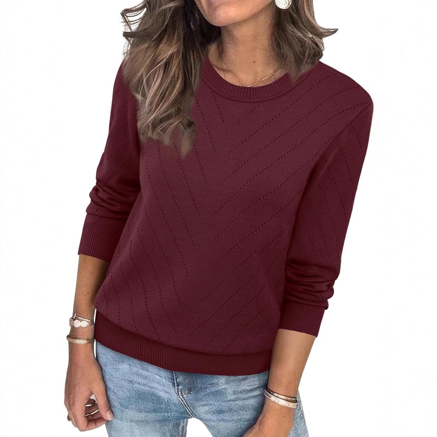 Damen Modischer Pullover mit strukturiertem Zickzack-Muster und lässigem Schnitt Stalluxe