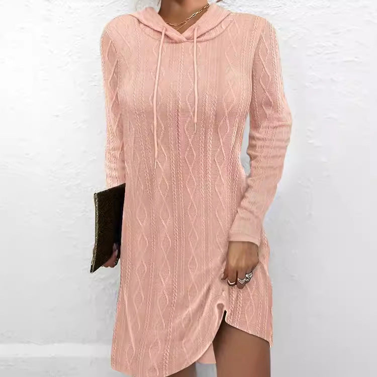 Women's Hooded Knit Sweater Dress Stalluxe