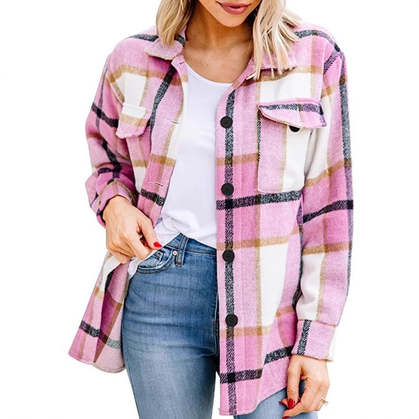 Damen Karierte Overshirt Jacke Stalluxe