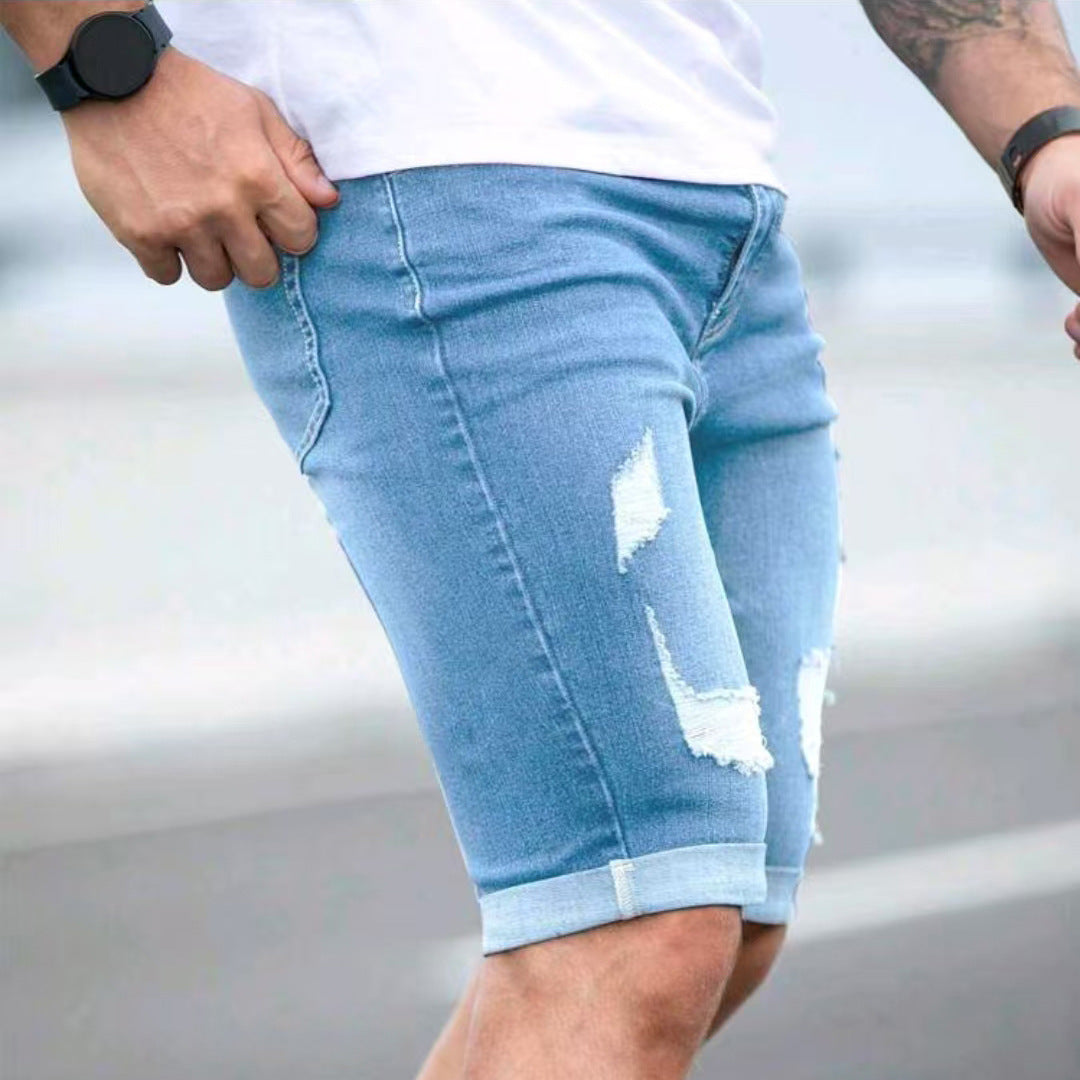 Herren Ripped Denim Shorts Stalluxe