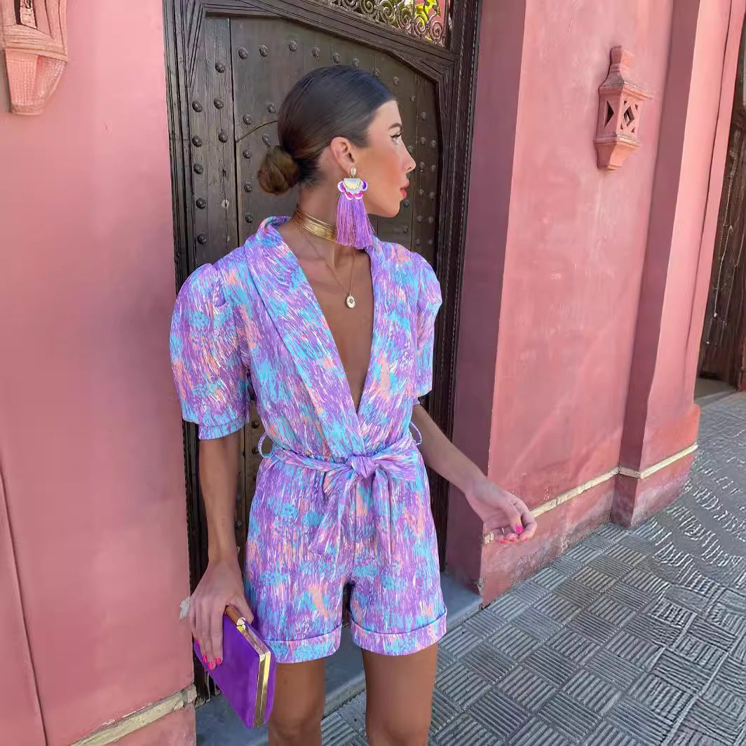 Damen Jumpsuit mit buntem Muster Stalluxe