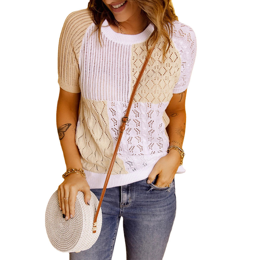 Damen Strukturiertes Farbkasten Stricktop Stalluxe