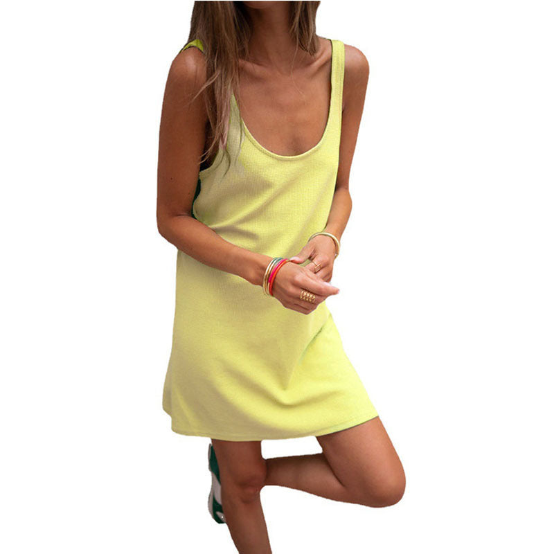 Damen Sommerliches Freizeitkleid mit tiefem Ausschnitt und leichtem Stoff Stalluxe
