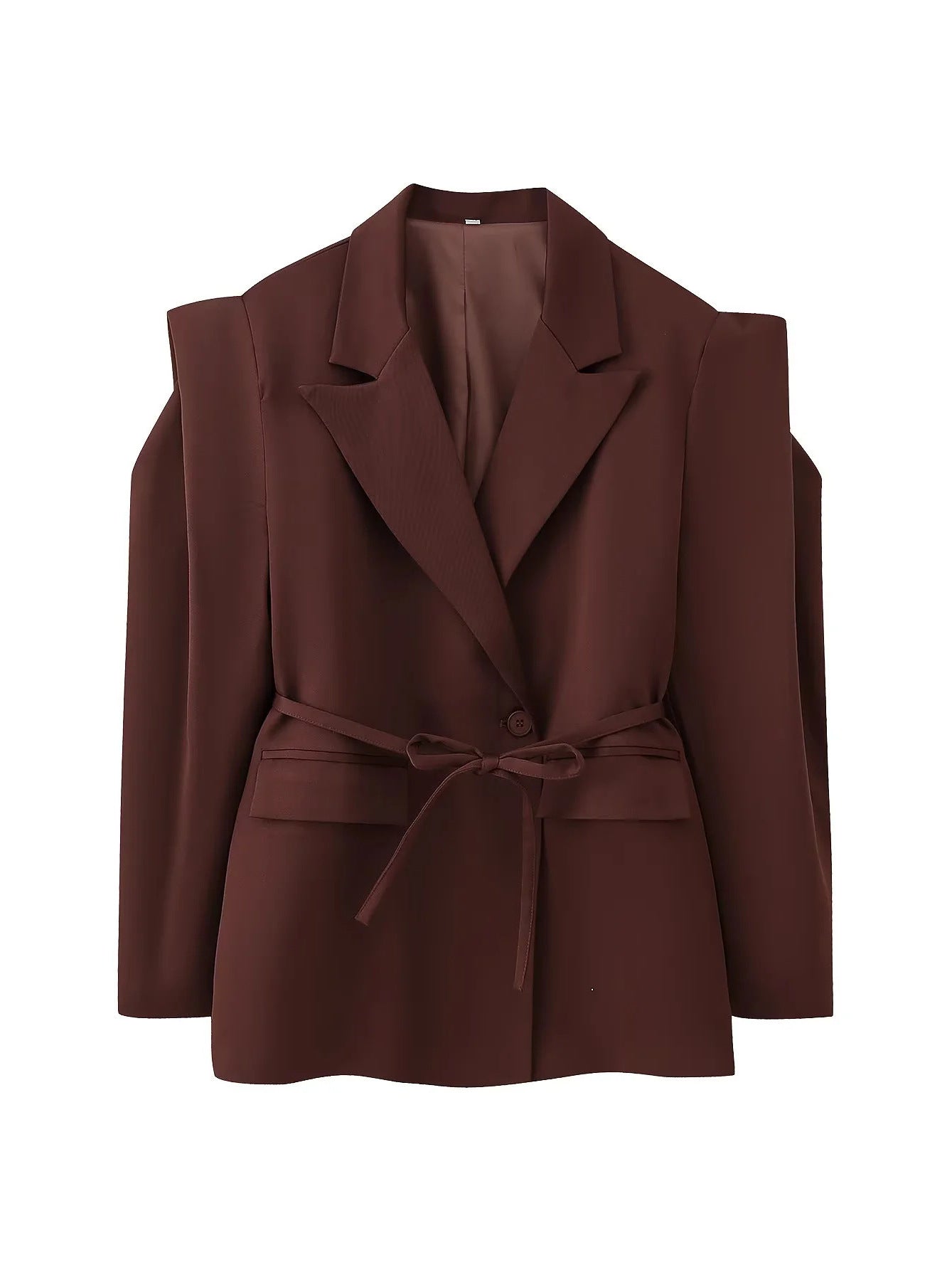 Damen Modische Blazerjacke mit Gürtel und Seidenoptik Stalluxe