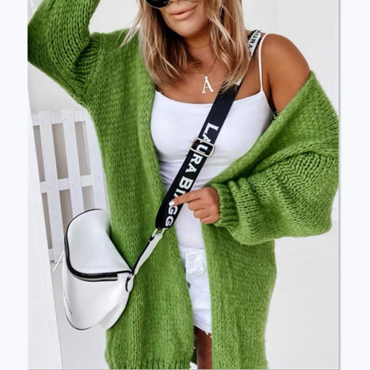 Damen Lässiger Strickcardigan mit weiten Ärmeln und offenen Maschen Stalluxe