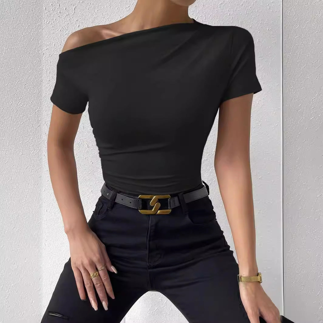 Damen elegantes T-Shirt mit raffinierten Raffungselementen Stalluxe